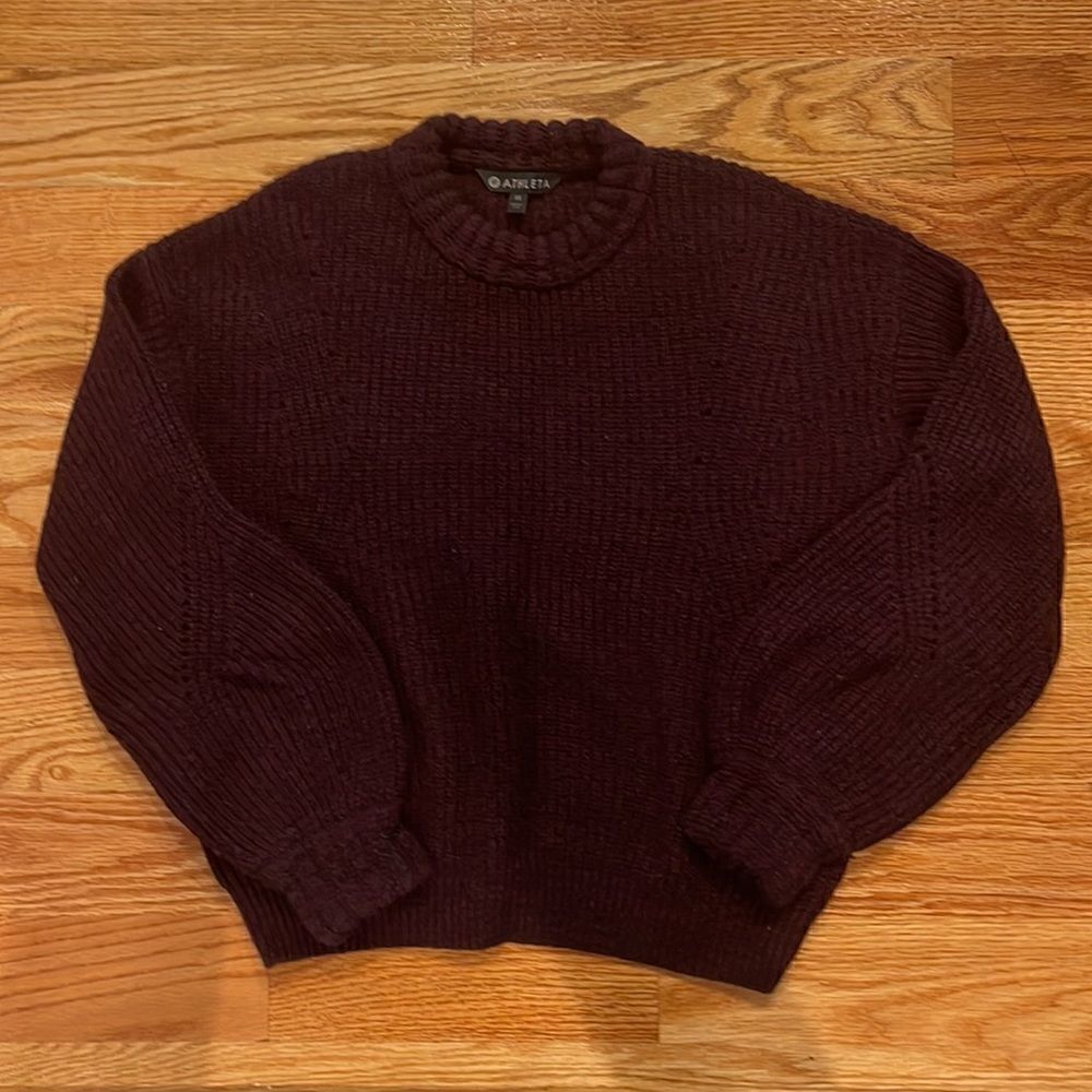 Athleta Wool Cashmere Lucca Purple Bubble Sleeve Sweater XS - Picture 5 of 6
